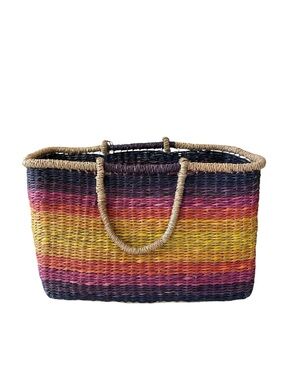 Handwoven Multicolor Straw Tote Beach Bag / Market Bag